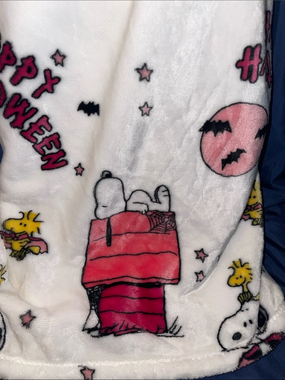 Peanuts White & Pink Halloween Snoopy Fleece Blanket